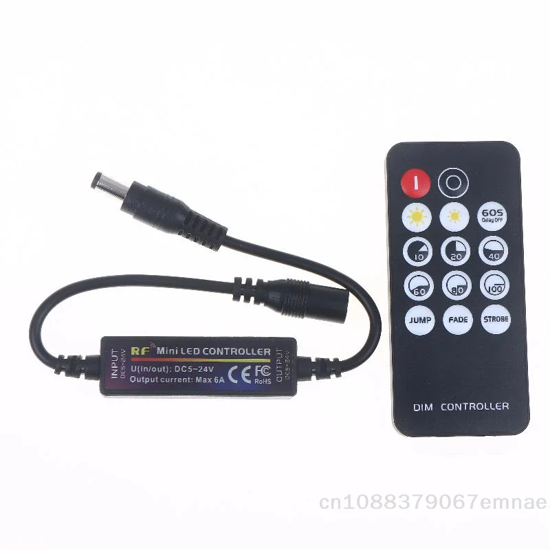 Mini RF Wireless 2.4G LED Strip Light Dimmer Remote Control Set with 14 Keys DC12V 24V 5V 6A for Single Color 2835 5050