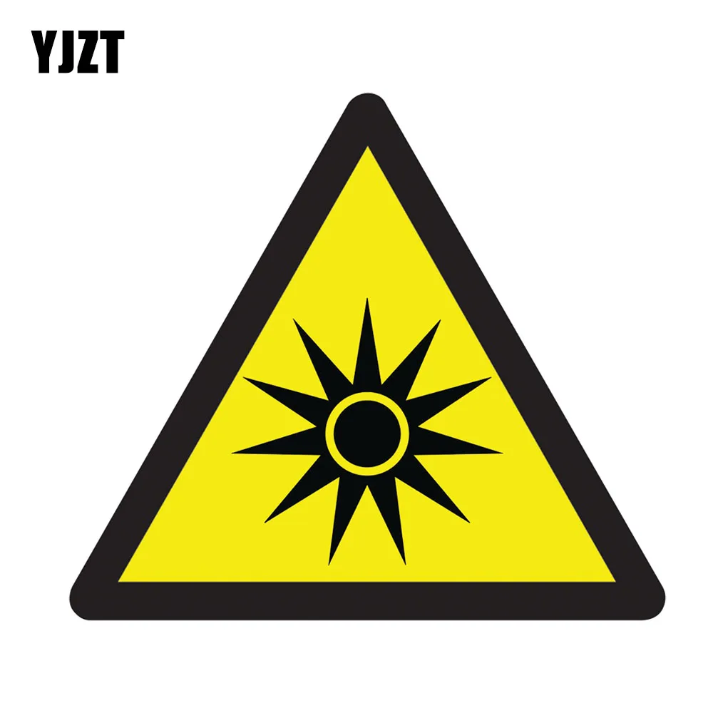 YJZT 14*12.2CM Car Sticker Caution Optical Radiation Personality Decal