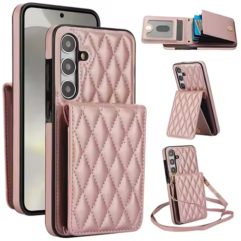 Crossbody Cards Solt Wallet Vertical Bag Leather Case For Samsung Galaxy S24 Ultra S23 Plus S22 S21 A55 A15 A54 A14 A52 Lanyard