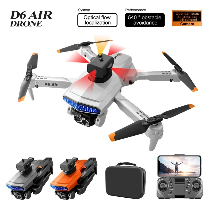 Mini Dron Profesional D6 8K, cámara Dual HD, fotografía óptica, cinco vías, evitación de obstáculos, cuadricóptero, juguetes de regalo, 2024 M, novedad de 5000