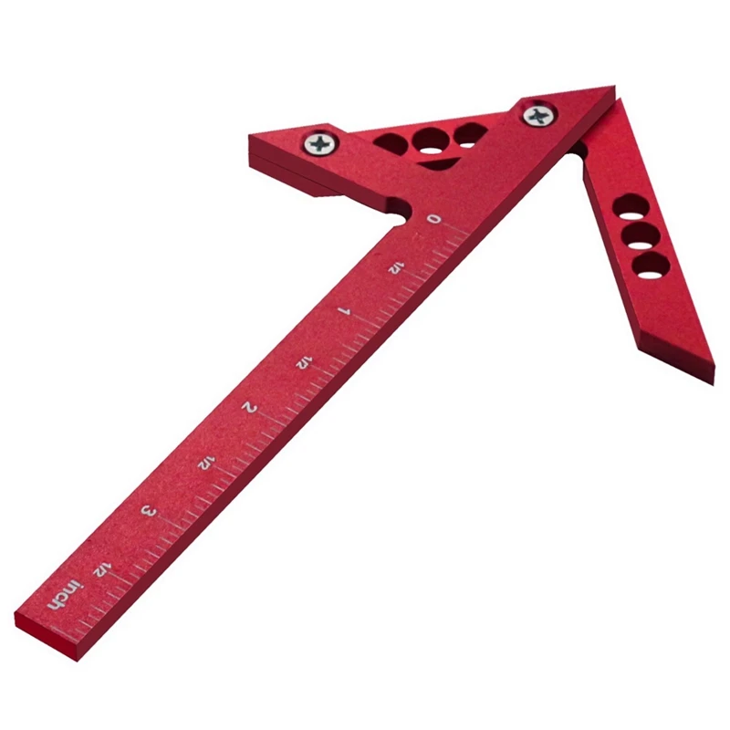 Center Finder Woodworking Square 45/90 Degree Right Angle Line Gauge Carpenter Ruler Wood Tool-Inch