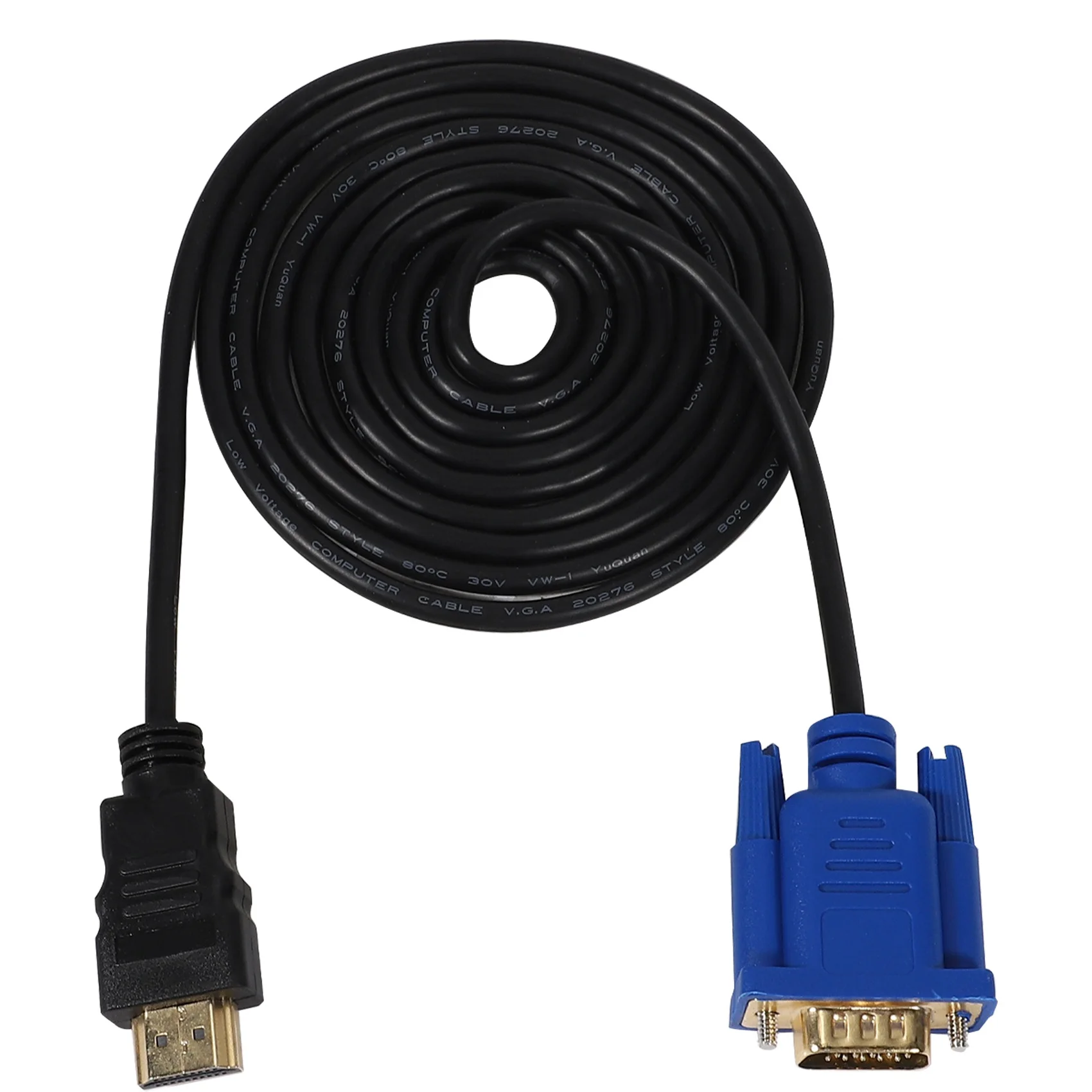 ROO HDTV HDMI Ouro Macho para VGA HD-15 Macho 15Pin Cabo Adaptador 6FT 1.8M 1080P