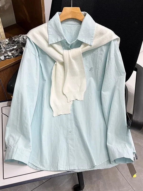 

Модный дышащий топ унисекс больших размеров в корейском стиле с воротником, весна-осень, свободный крой, эффект похудения