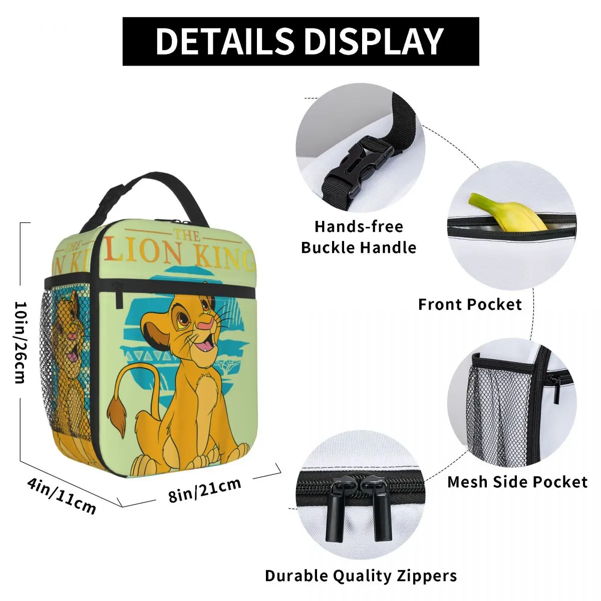 Durevole impermeabile High School disney muslimah the Lion King｠Film Lunch Box Bag Thermal Young Retro Simba Happy Classic Picnic Food