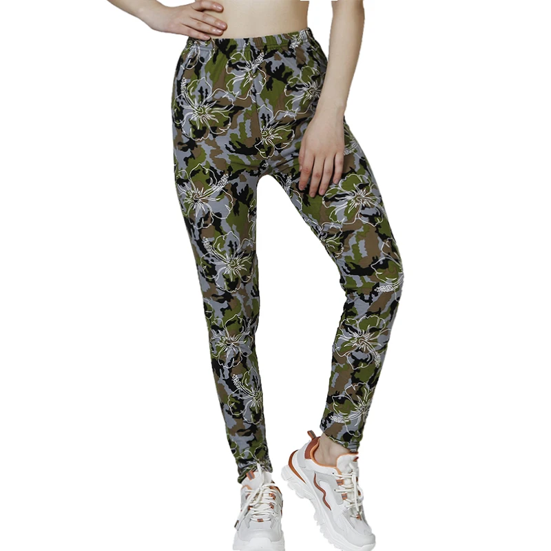 PD106 Camouflage Floral Printed Leggings for WOMEN\'S Outdoor Sports Cropped Pants