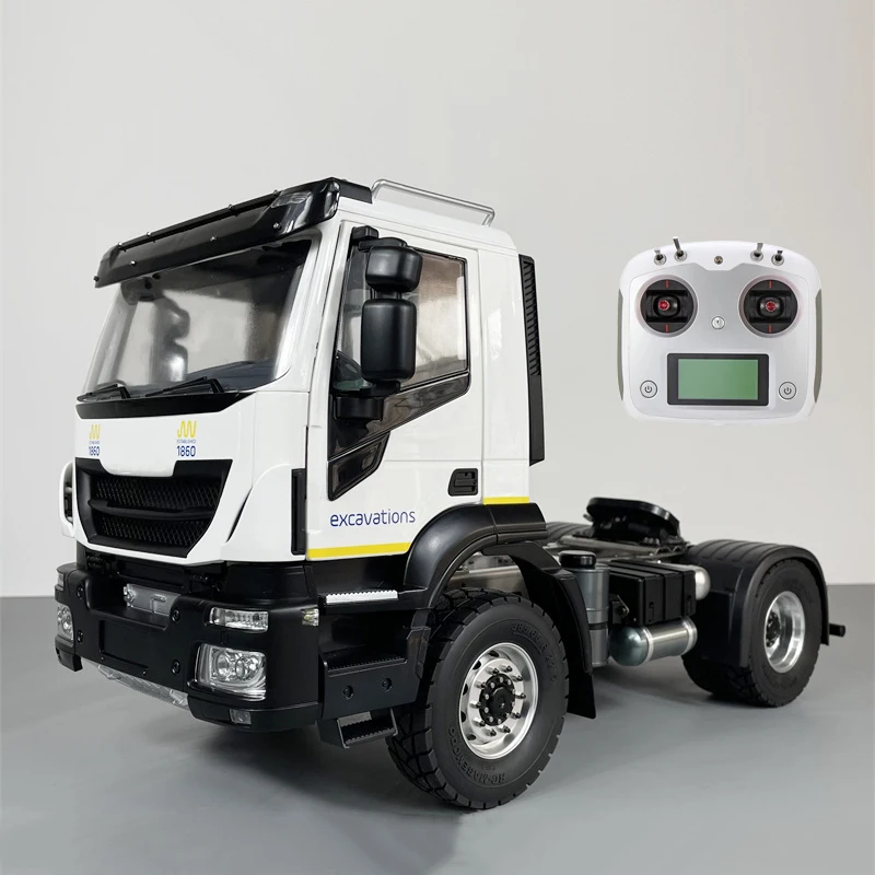 RC Trailer 1/14 4x2 RC Trailer Model Metal Chassis with Light and Sound System Engineering Machinery Remote Control Truck Toy