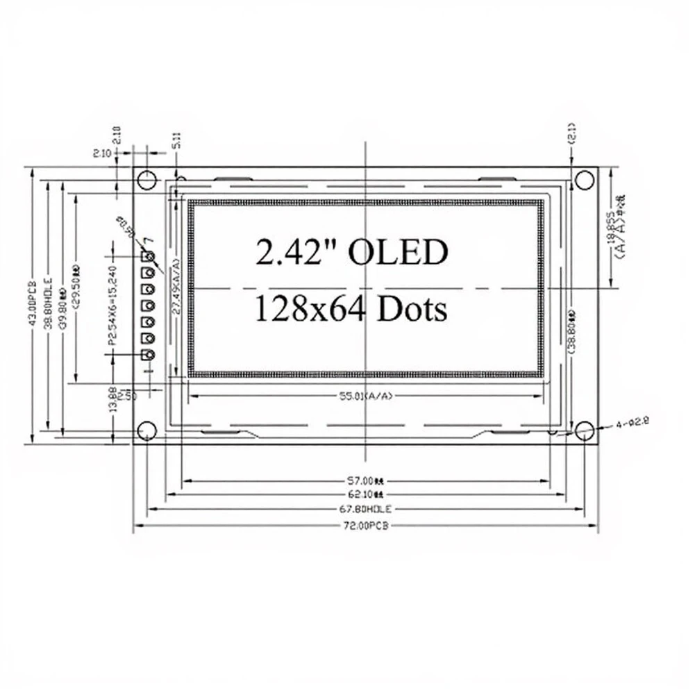 2.42inch 128x64 FOR OLED LCD Display SSD1309 7P For SPI/IIC I2C Serial Interface For OLED LCD Display
