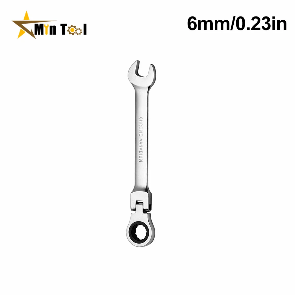 6/7/8/9/10/11/12mm Ratchet Spanner Combination Wrench Gear Ring Tool Chrome Handle Repair Tool