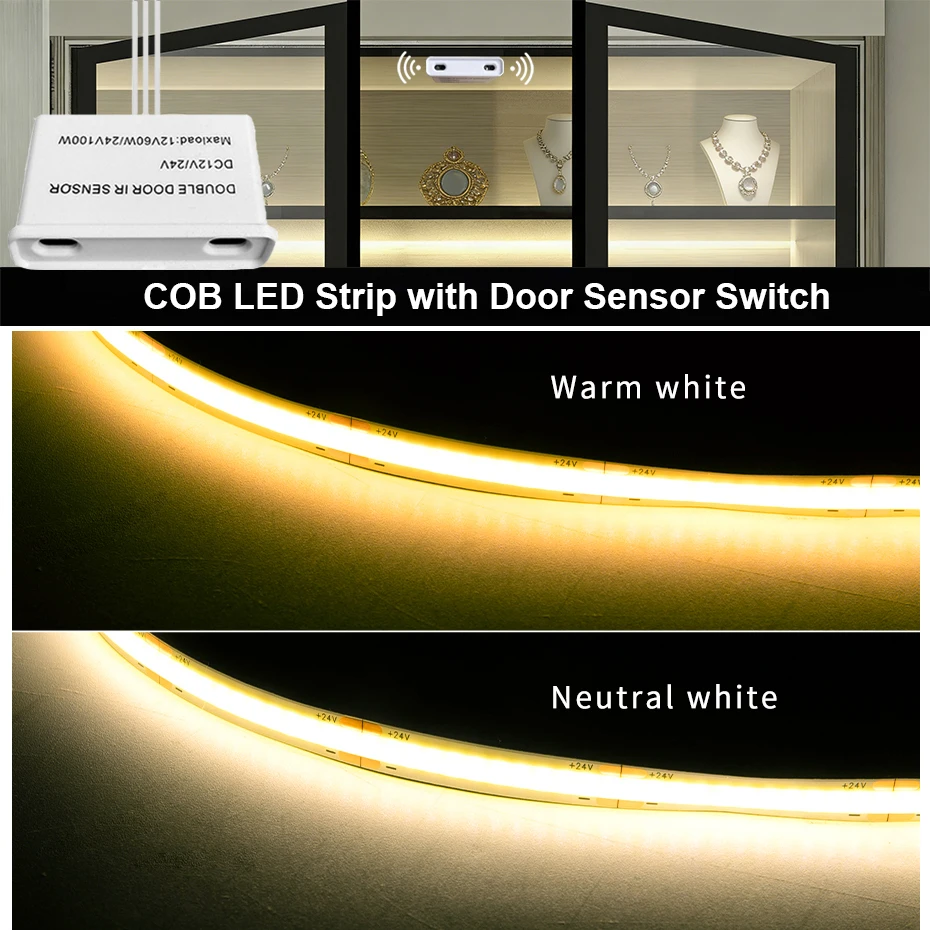 1-メートル-2-メートル-3-メートル-4-メートル-5-メートル-cob-led-ストリップライト-24v-ダブルドアセンサースイッチ-led-キャビネットライトテープワードローブクローゼットバックライト照明用