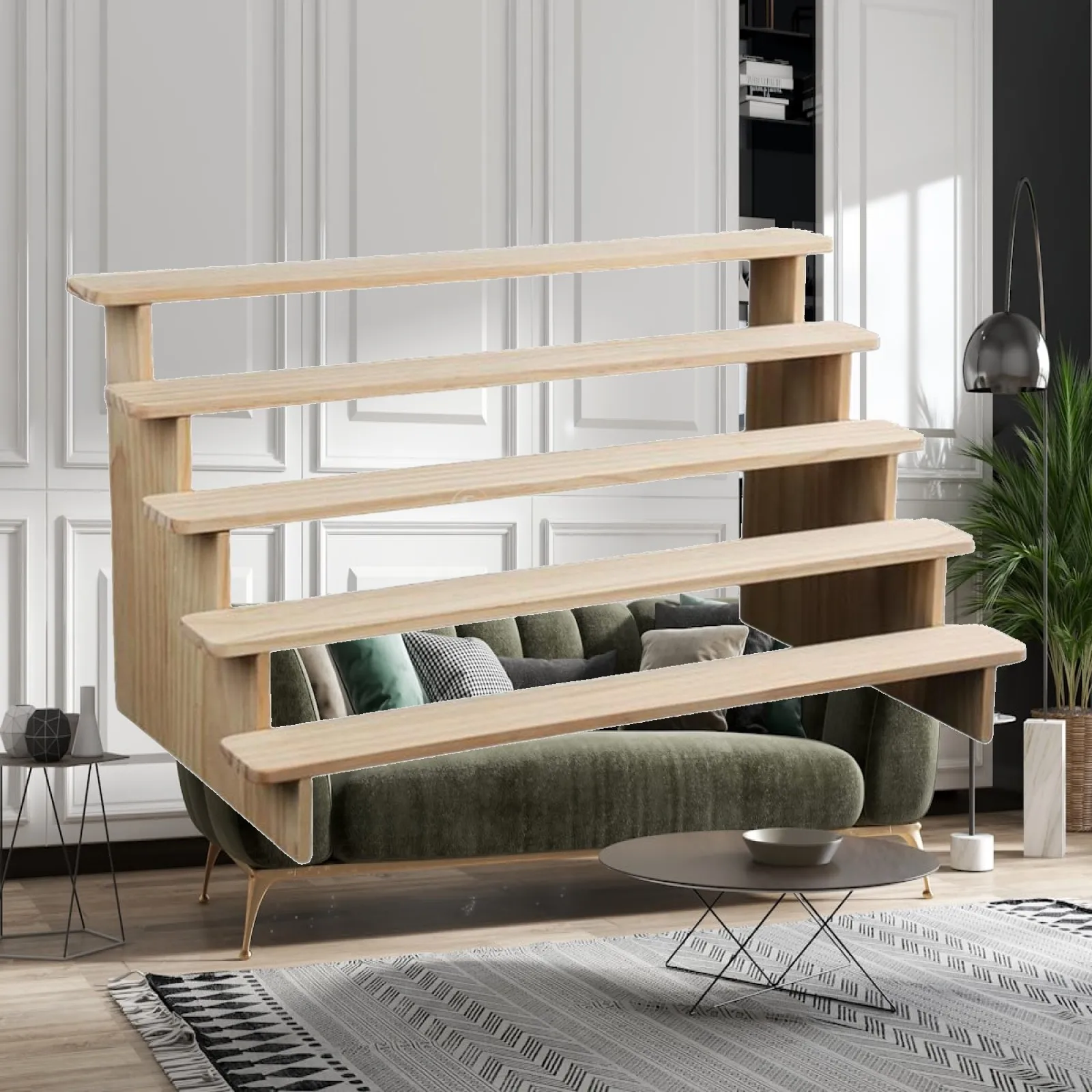 Wooden Display Riser Stand Practical Storage Rack Step Ladder Spice Rack Organizer for Perfume Makeup Dolls Collection Figurines