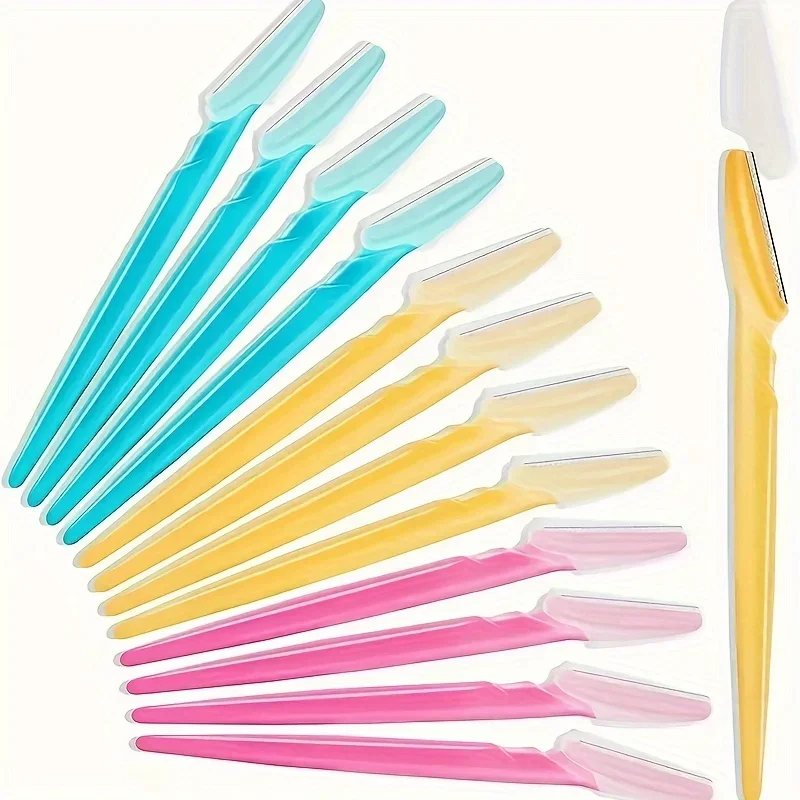 Atacado 12/24 peças kit de barbear-aparamento preciso, modelagem de sobrancelha multifuncional, ferramenta de remoção de pelos faciais com alça de fácil aderência