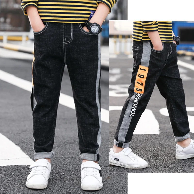 

IENENS Kids Jeans Teens Boy Casual Trousers Child Elastic Waist Pants 4-11 Years Fashion Straight Denim Pants