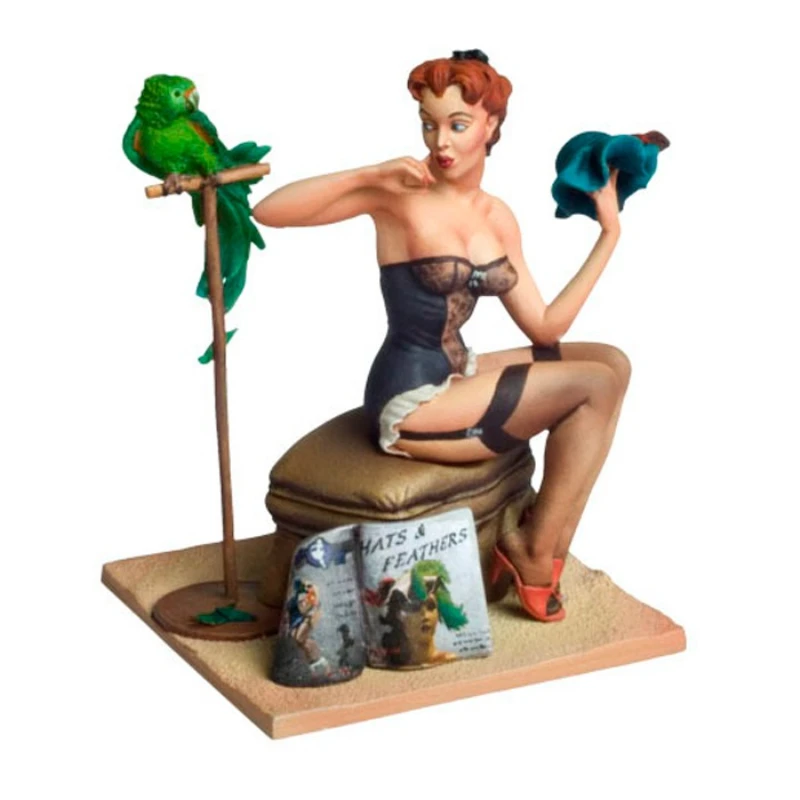 

1/20 Scale Diecast Resin Figure Model Kit Summer Girl and Parrot with Base Unassembled and Unpainted
