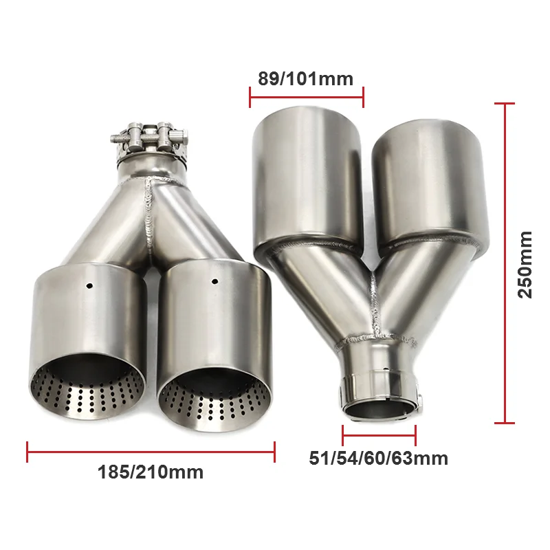 1Pcs Double Matte Stainless Steel Car Muffler Tip Exhaust Tip System Pipe Universal Exhaust Tip 60MM 63mm GTI MK7 Golf7 Nozzle