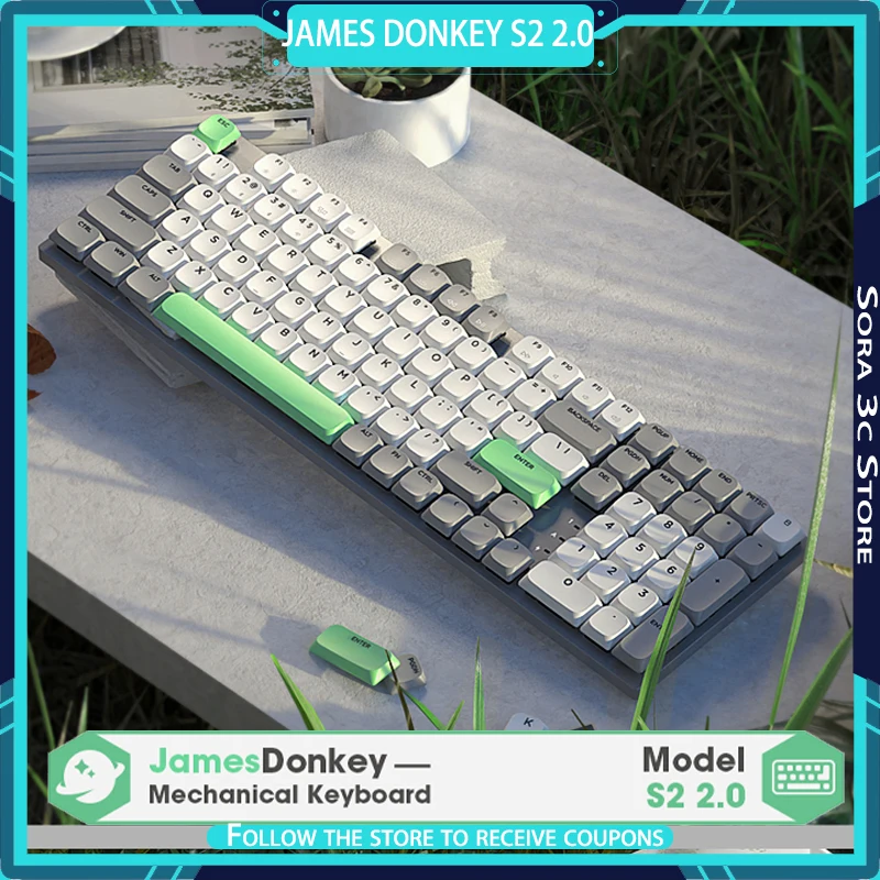 

James Donkey S2 2.0 Low Axis Keyboard Wireless Tri Mode Ergonomics No Sensory Delay Office Ultra-thin Mechanical Keyboard Laptop