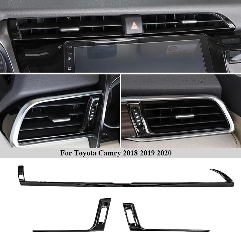 For Toyota Camry 70 XV70 2018 2019 2020 Drawing titanium Black Accessories Interior Stainless steel Decoration Cover Trim