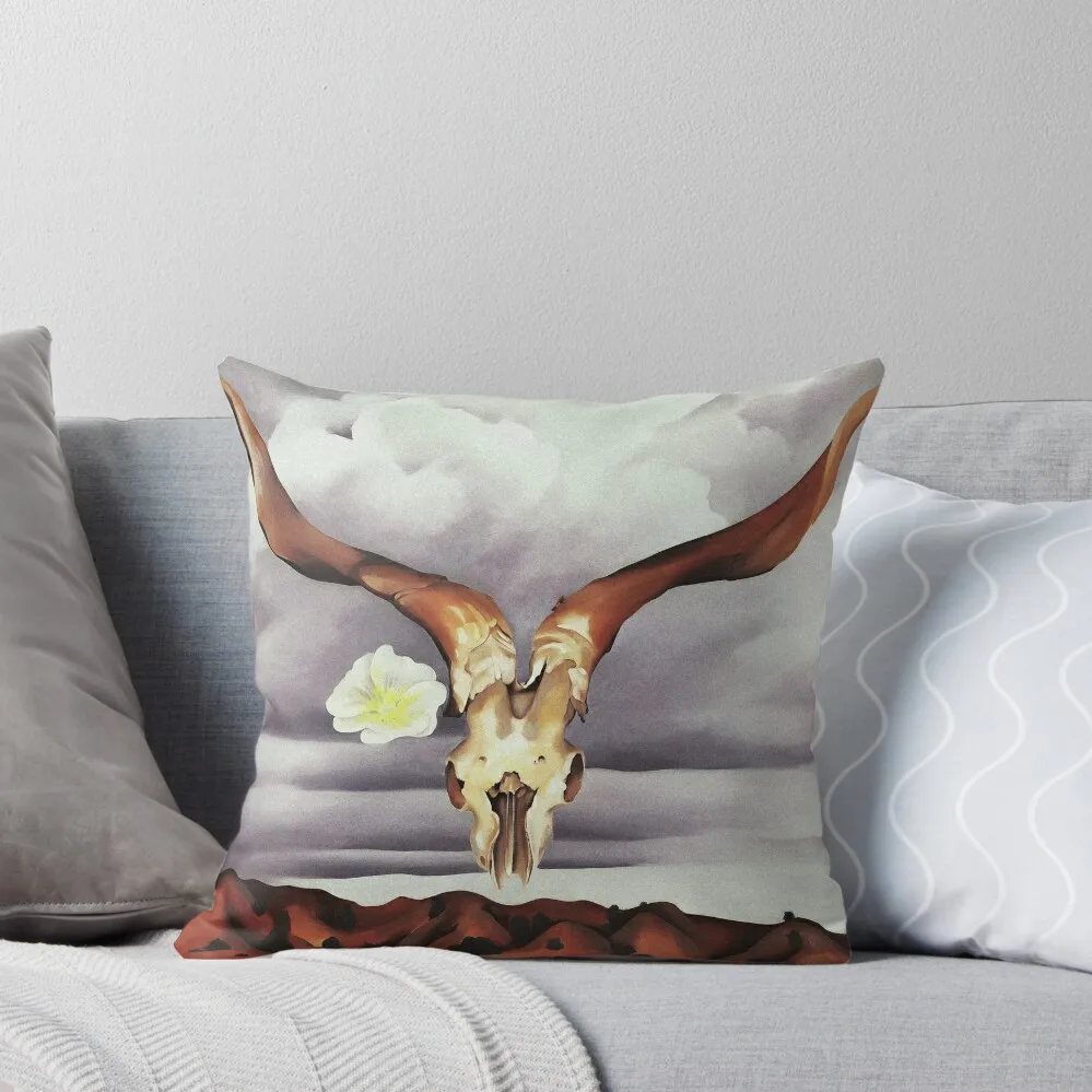 O'Keeffe Ram's Head White Hollyhock Hills Paintings Throw Pillow Anime Luxury Sofa Cushions Couch Cushions pillow