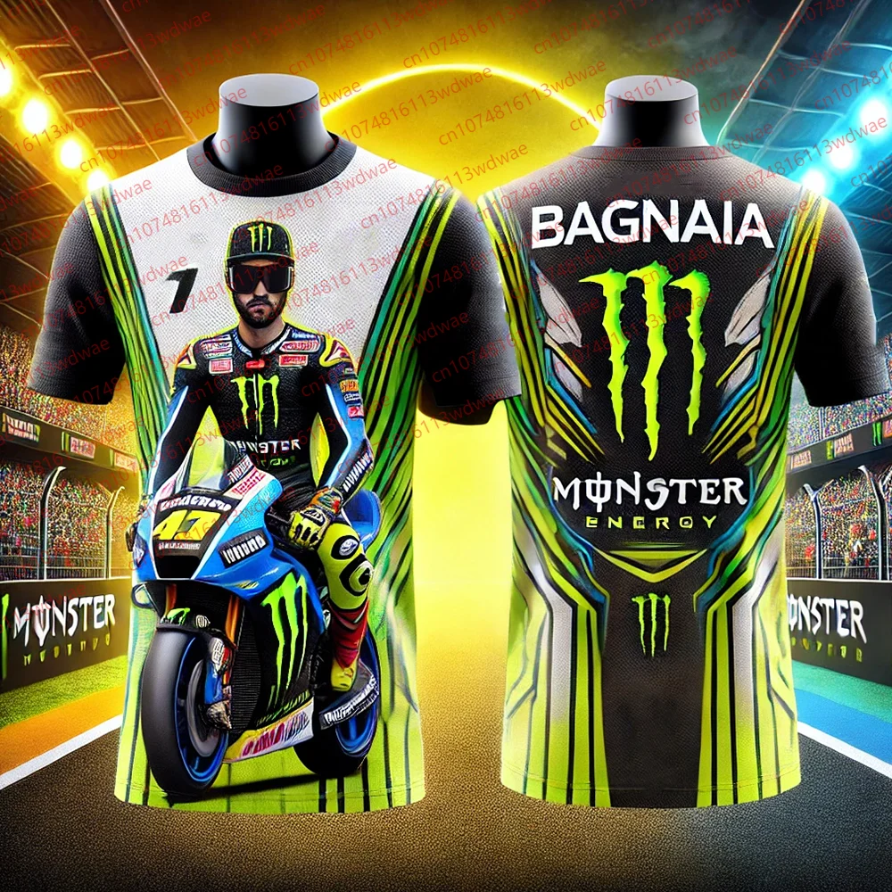 

Футболка Moto GP Monster Energy, футболка для мотоциклистов Francesco Bagnaia 1, футболка для мужчин, спортивные футболки для фитнеса на открытом воздухе, детские футболки