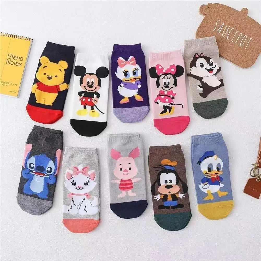 10 Pairs of Novel and Interesting Cartoon Women's Knitted Socks Sweet and Cute Perfect for Summer Casual Wear Ankle Socks