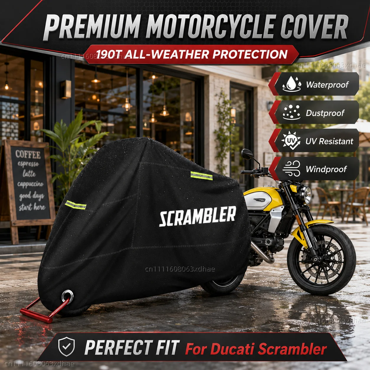 

Motorcycle Full Cover Waterproof Rain Dustproof All Season 190T Oxford Cloth For For Ducati Scrambler 400 800 1100 2014-2019