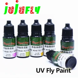 jujufly 10ml/bottle fly tying UV fly paint 6optional colors semi-transparent colorful UV resin glue instant cure under UV light