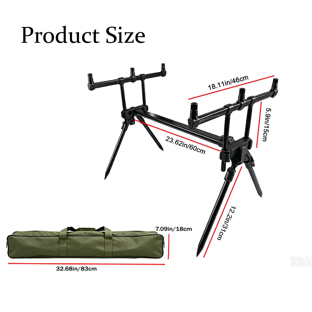 JSFUN Aluminum Telescopic 3-Rod Carp Rod Pod Adjustable Bank Sticks Buzz Bars For Bite Alarm Carp Angling Tackle