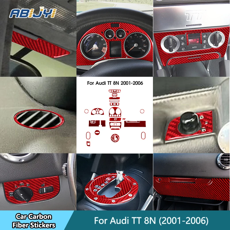 

Car Central Control Exhaust Air Conditioning Switch Panel Carbon Fiber Sticker Red For Audi TT 8N 2001-2006 Styling Accessories