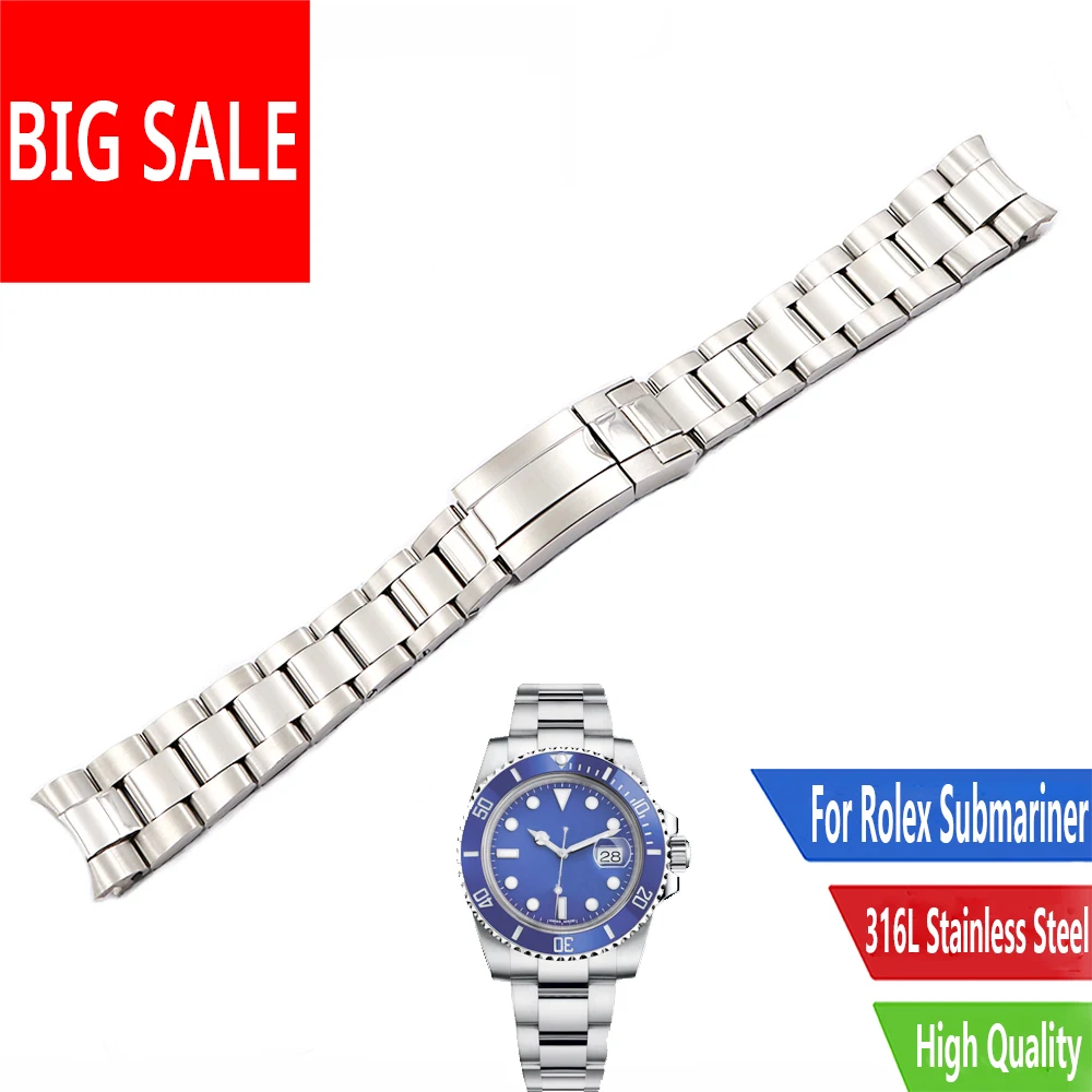 For Rolex Submariner Daytona GMT 20mm Watch Band CARLYWET 316L Solid Stainless Steel Oyster Bracelet Replacement Strap