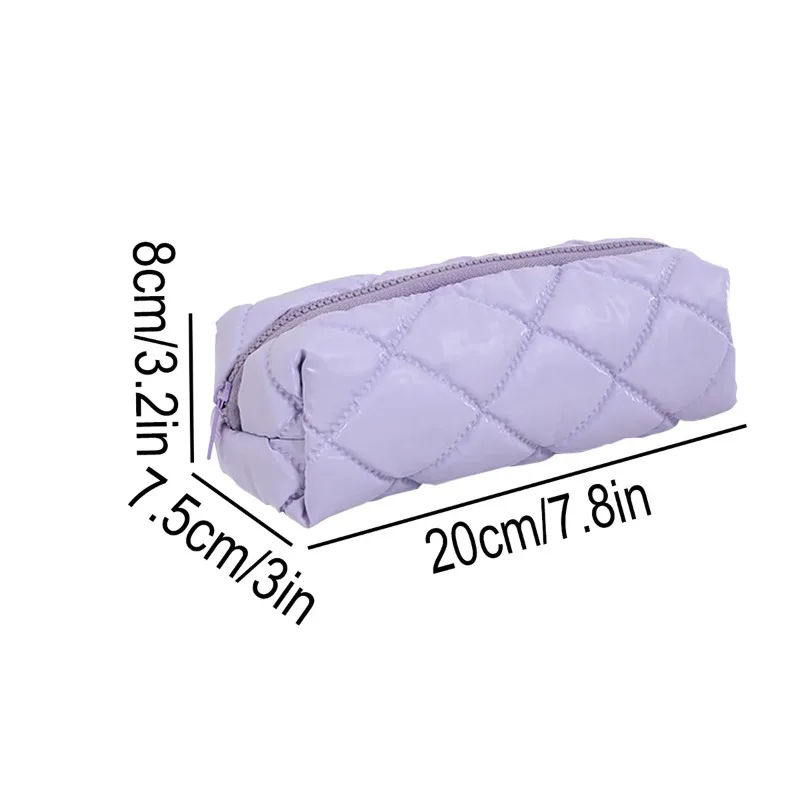 New Portable Student Pencil Case & Stationery & Office Supplies Macaron Plaid Pencil Bag Storage Bag Large Capacity Pencil Pouch