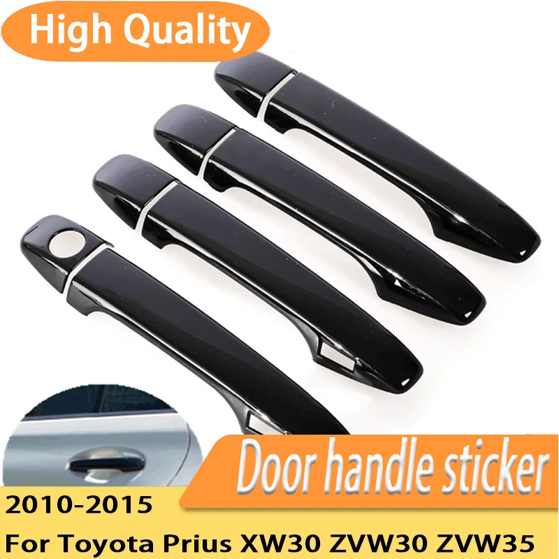 Styling Accessories For Toyota Prius XW30 ZVW30 ZVW35 2010-2015 Glossy Black Car Door Handle Cover Pad Sticker Overlay
