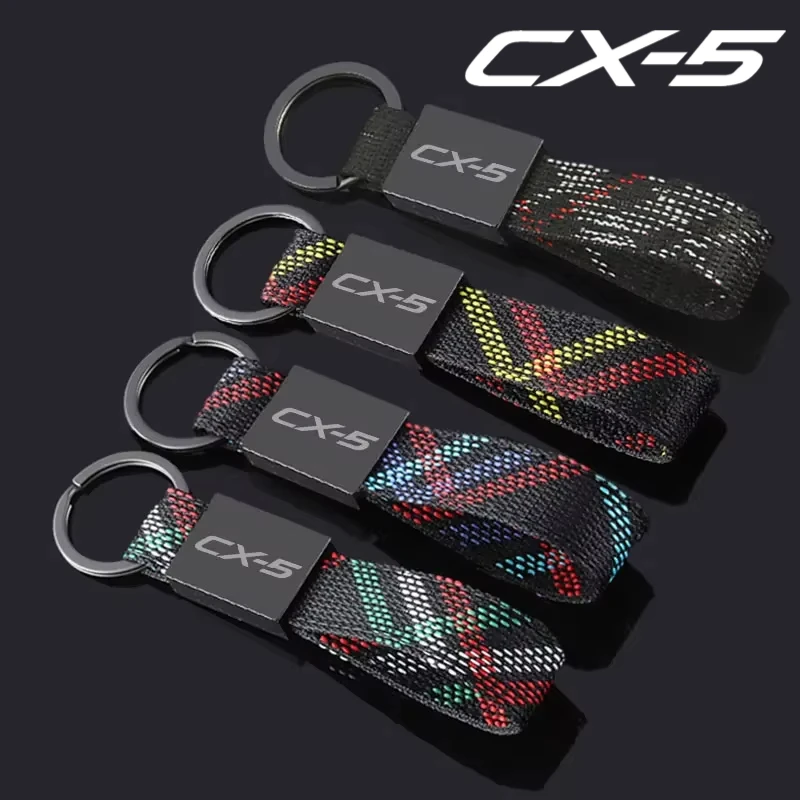 Car Keychian Key Ring Pendant Oxford Webbing Key Holder for Mazda CX-5 Logo BT50 CX3 MX5 6 CX7 RX7 626 CX30 SKYACTIV