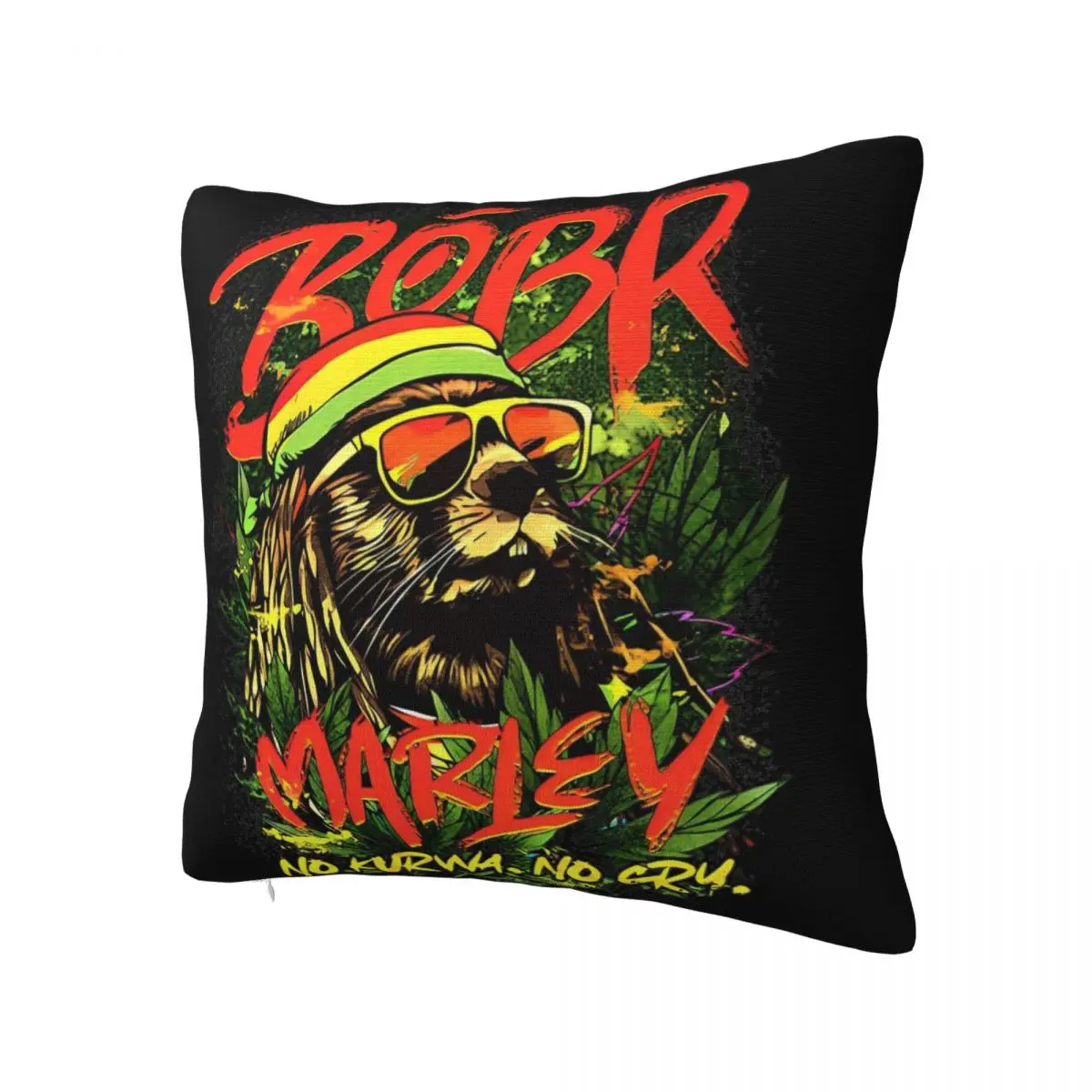 Bobr Marley No Kurwa No Cry Kurwa Bober Beaver Boberek Pillowcase Soft Cushion Cover Decoration Pillow Case Cover Car Zipper