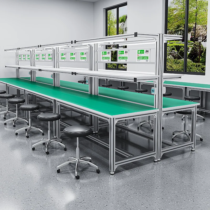 Aluminum alloy anti-static workbench with lights, workshop assembly line operation table, maintenance and packaging table