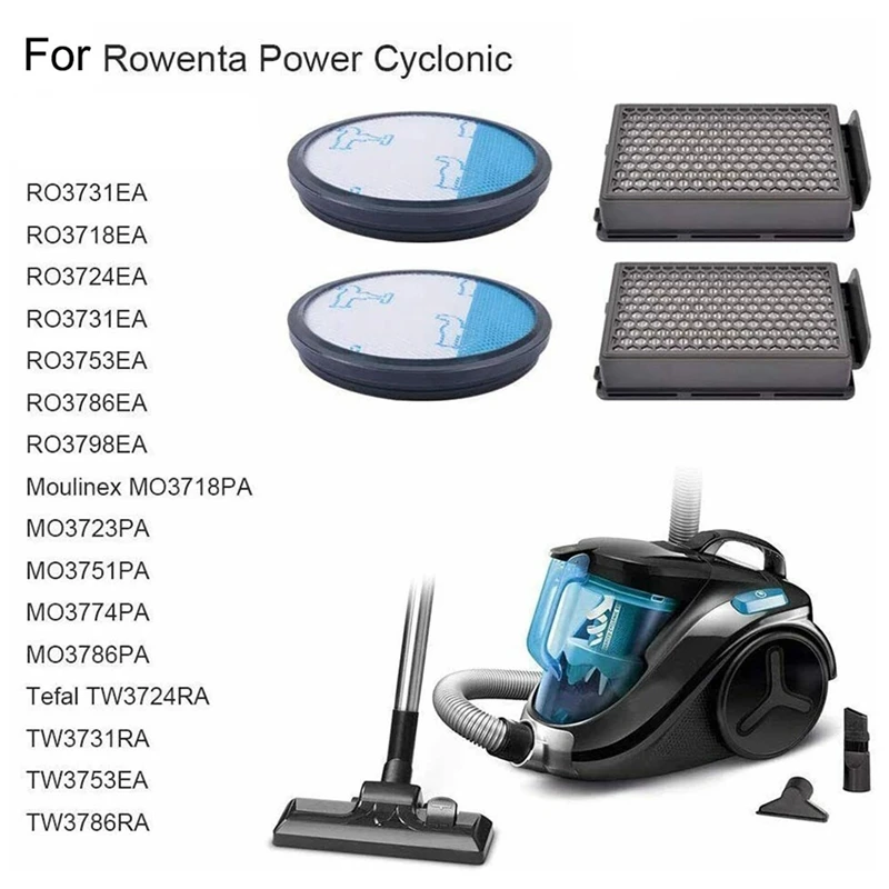 Kit de filtres pour aspirateur Rowenta Compact Power Imagonic, filtre de protection moteur Lamo. org, ROino 31EA, 4 pièces