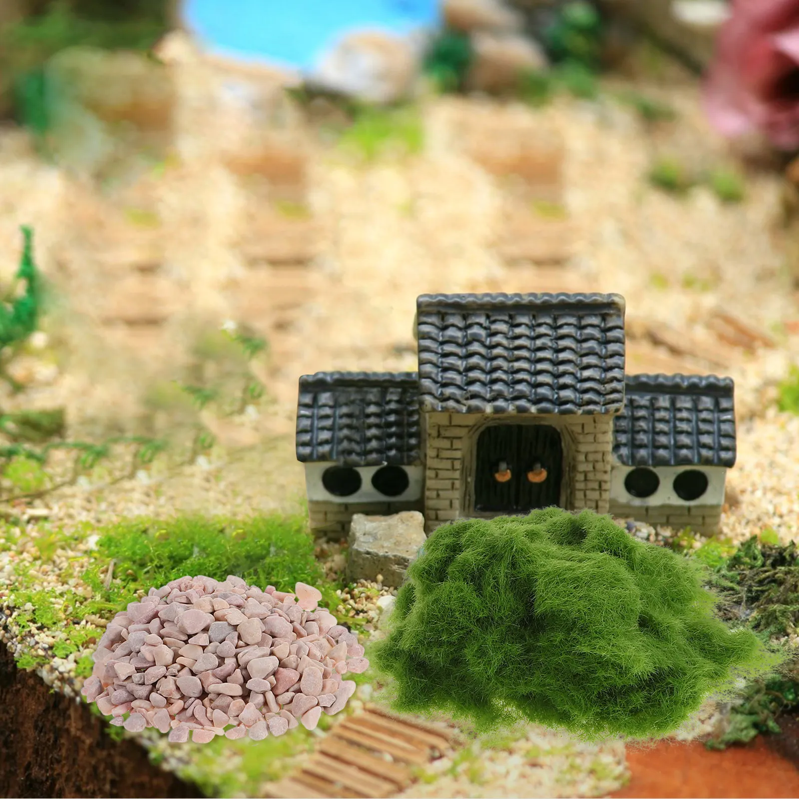 1Set Fake Moss Grass Powder Stone DIY Railway Train Landscape Diorama Scenery Realistic Artificial Grass Turf Artificial Moss
