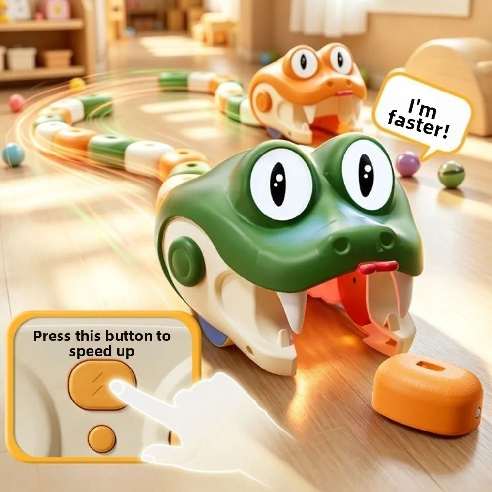 Light Up Eyes Remote Control Snake Eyes Rotate Remote Controlled Electric Snake Two Speed Modes Magnetic Food Collecting Play