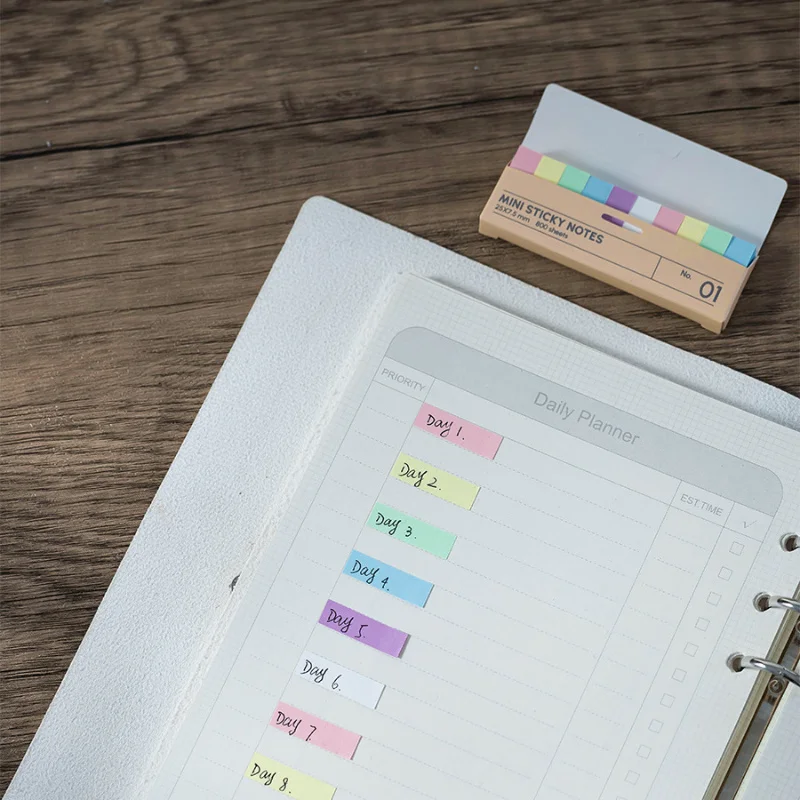 800 feuilles de notes autocollantes en boîte, 10 onglets d'indexation de couleurs différentes, marque-pages autocollants, adaptés au bureau et à l'étude