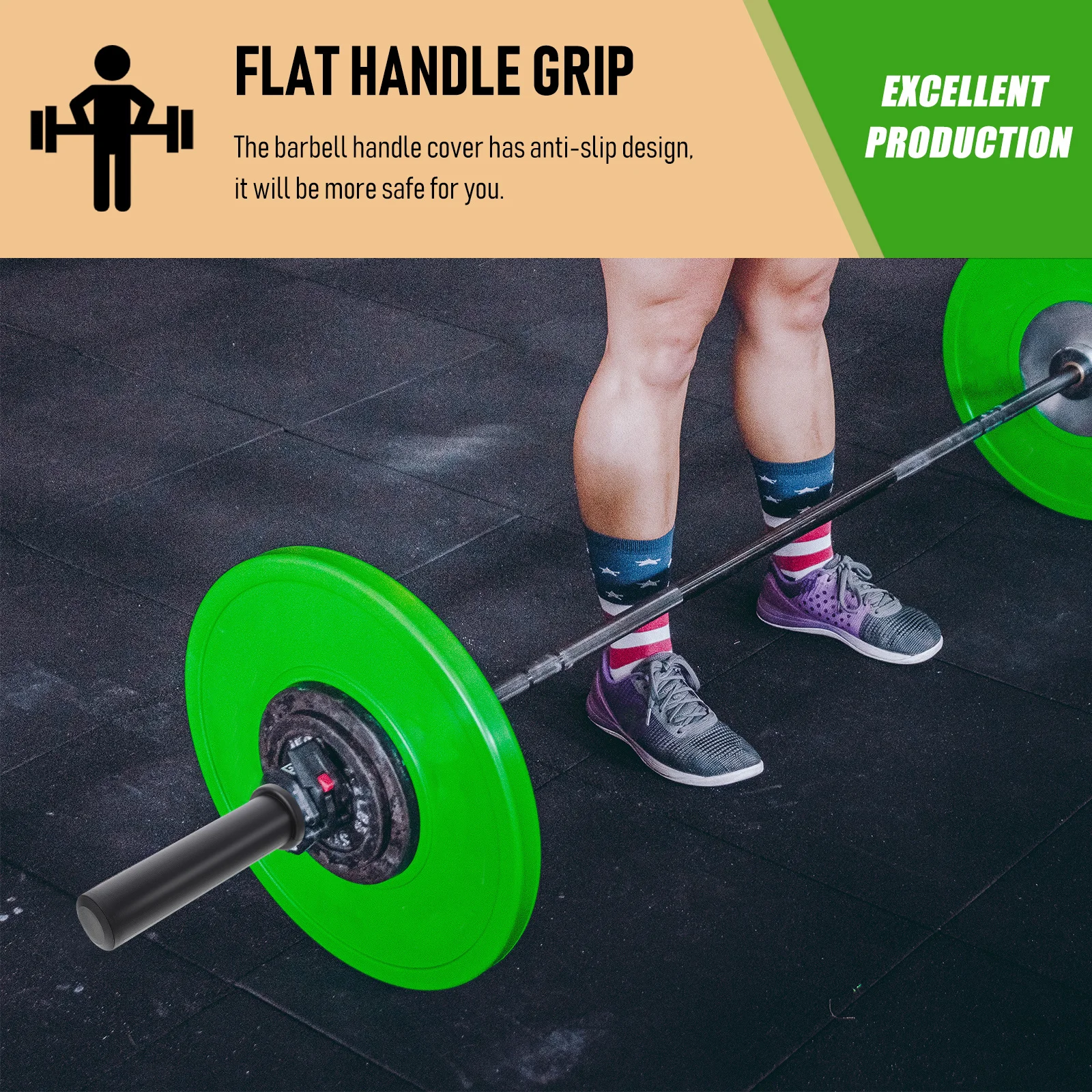 

Barbell Handle Grip Flat Plastic Handlebar Grip Dumbbell End Cover Anti-Fall Anti-Slip Barbell Accessory Black