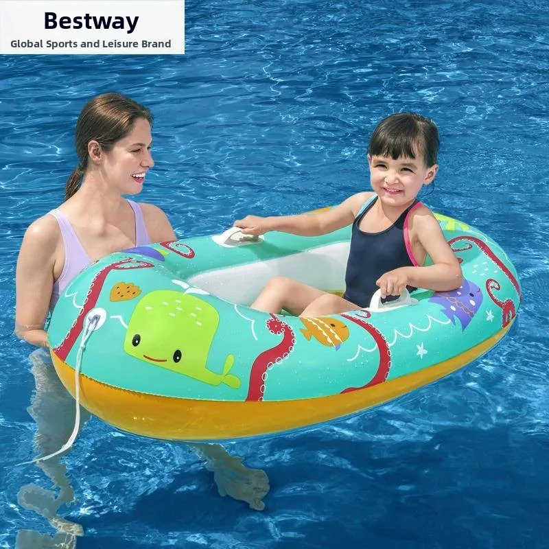 inflatable-children's-raft-boat-with-swimming-ring-water-play-soft-bottom-cartoon-pattern-casual-entertainment