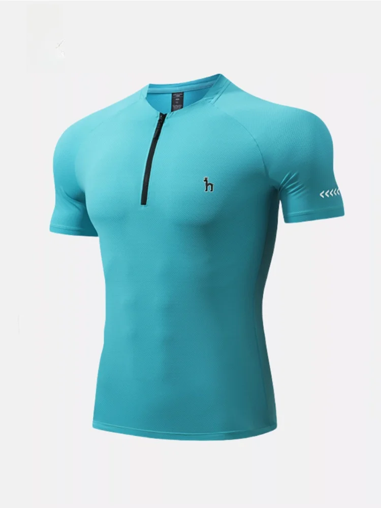 

Мужская спортивная одежда Captain Haggis: летняя, быстросохнущая, свободная футболка на молнии, влагоотводящая, для баскетбола и тренировок