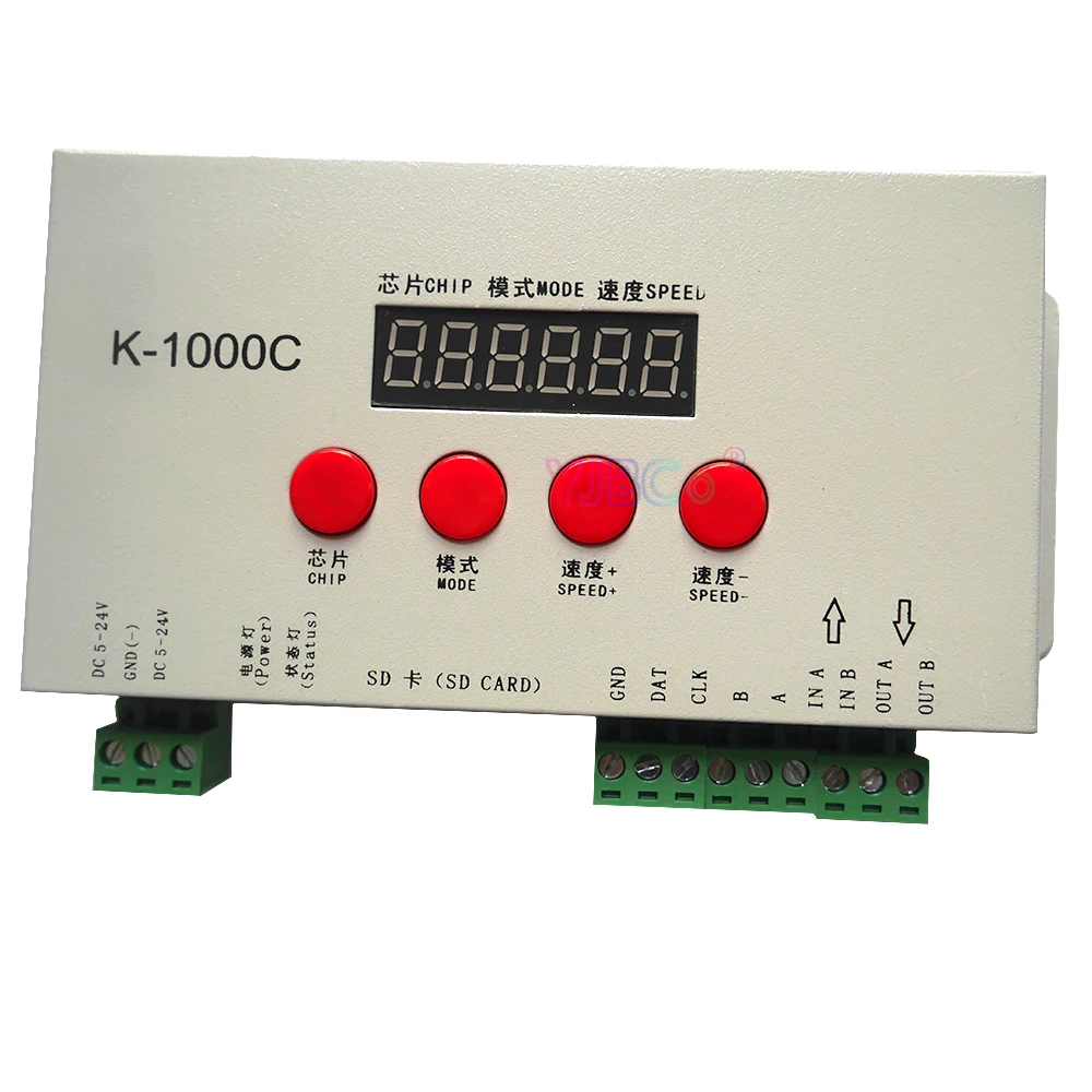 K-1000C (T-1000S Updated) Program IC Pixels LED Strip Controller WS2811 WS2812B,WS2815,APA102, T1000S 2048 Pixels Dimmer DC5-24V