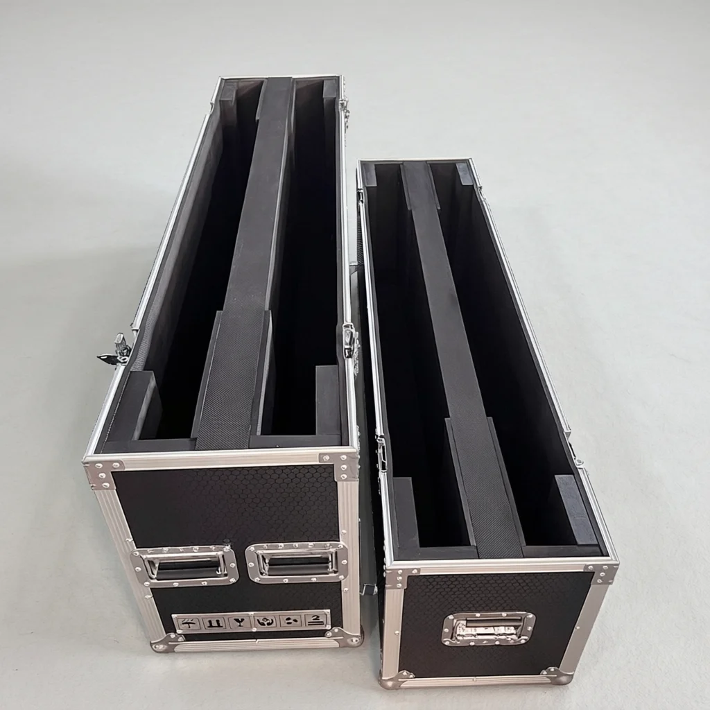 Heavy Duty 55 Inch LED LCD Plasma Flight Case, Dual Screen Storage, Fireproof Lining, 3-Year Warranty, Castors