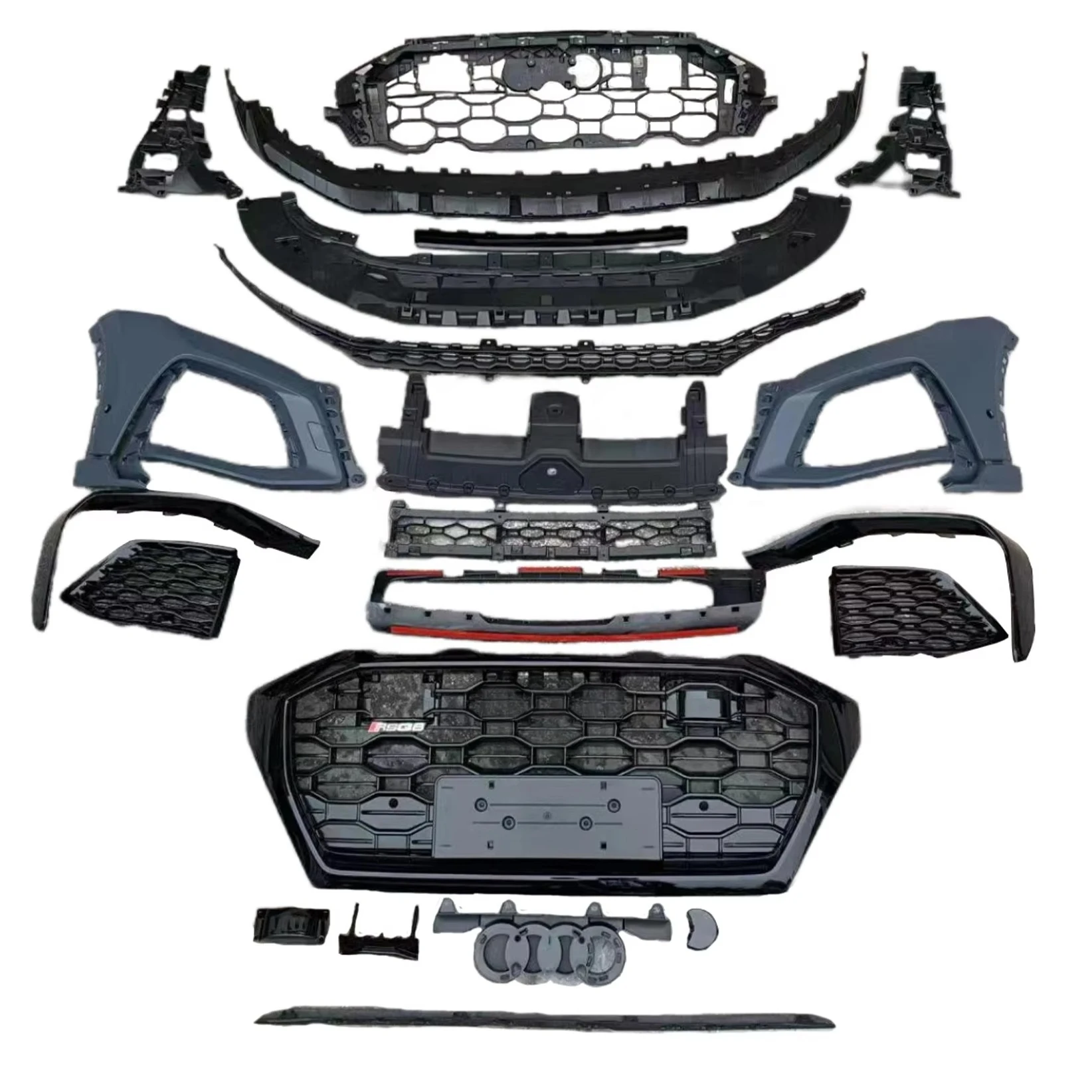 Auto Parts Body Kit With Front and Rear Bumper With Grille and Rear Lip for Q8 2018-2022 Change to RSQ8 Model