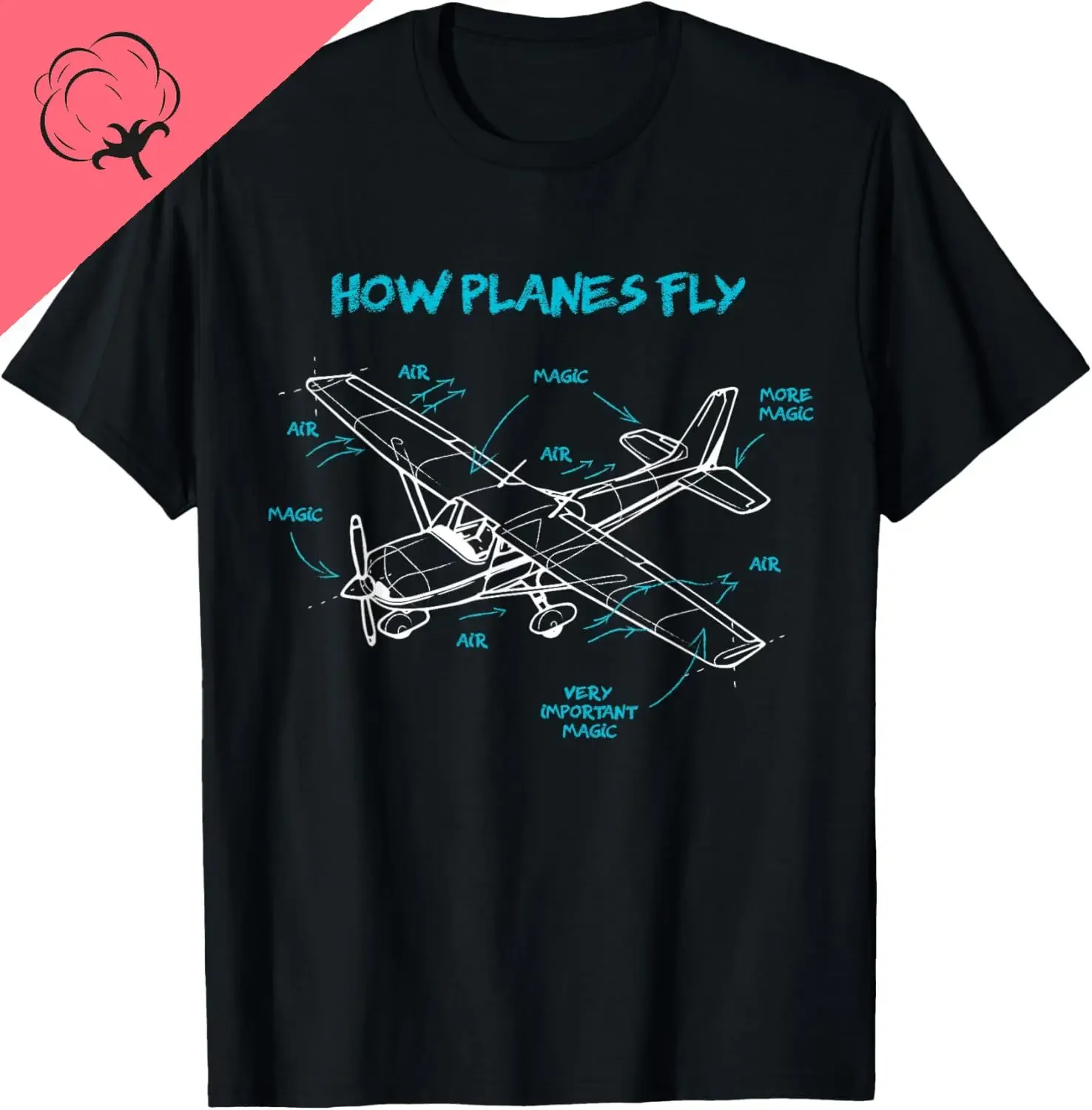 

How Planes Fly Aviation Joke Science Graphic Tee Breathable Cotton T-Shirt for Pilots