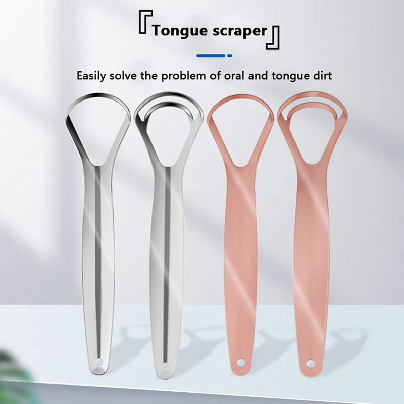 1Pcs Portable Single/Double Layer Tongue Scraper Reusable Stainless Steel Oral Mouth Brush Tongue Scraper Fresh Breath Maker