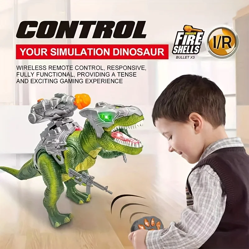 ของเล่นไดโนเสาร์จำลองโลหะผสม, RC T-Rex,วิ่งและเสียงกรีดร้อง, เอฟเฟกต์เสียงในตัว, ของขวัญวันเกิดสำหรับเด็ก 3+, พร้อมรีโมท, แบตเตอรี่