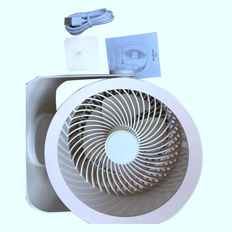 

Wireless Wall Mounted Air Circulation Electric Fan 4000MAh USB Rechargeable Small Portable Table Desktop Fan, White