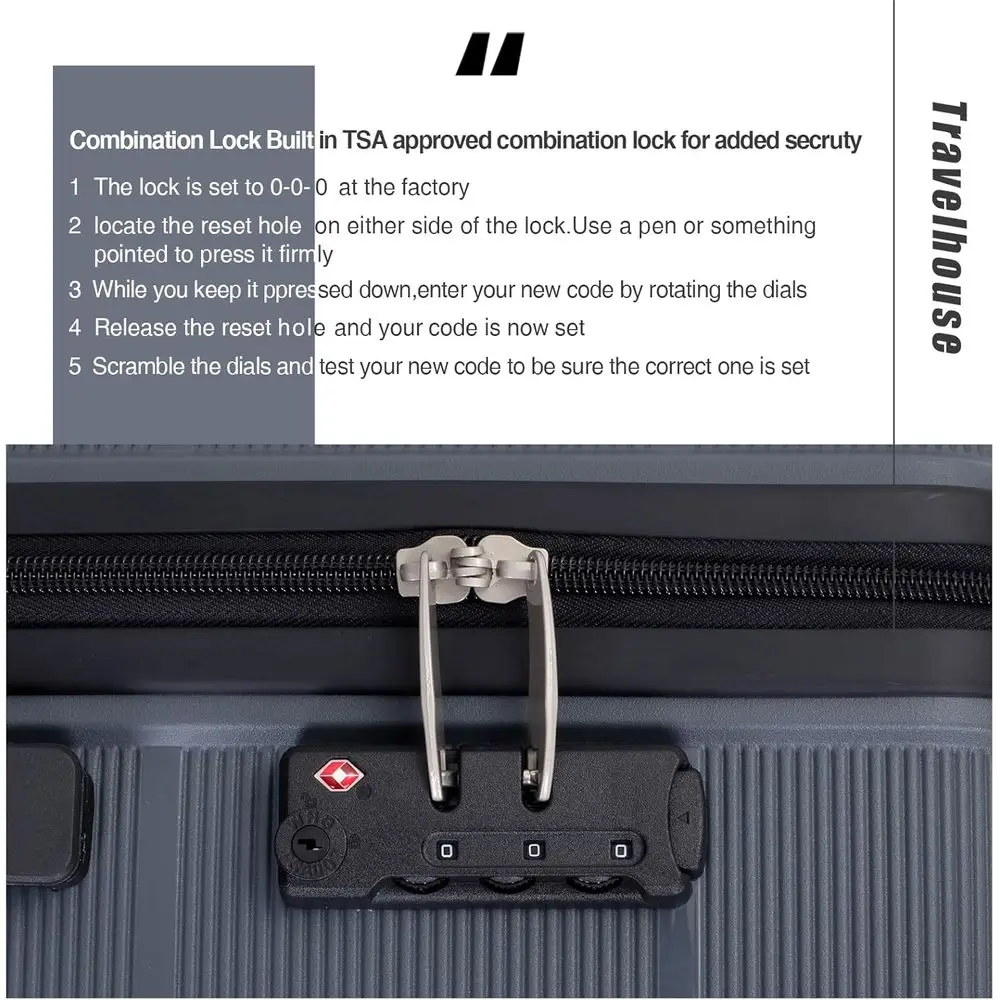 Gray 3-Piece Spinner Luggage Set with TSA Lock, Lightweight Hardshell, Sizes 20, 24, 28