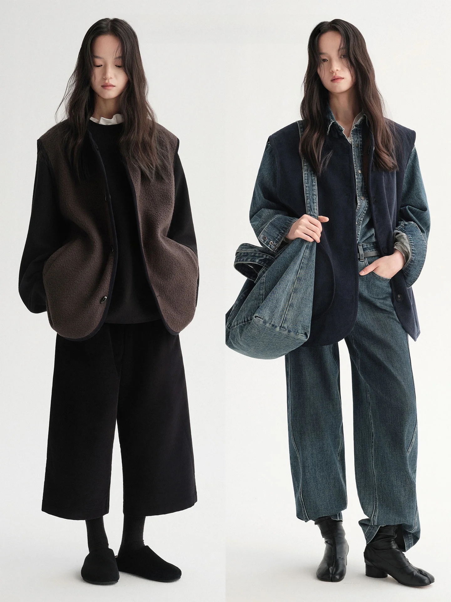 

Double-Sided Wear Corduroy Fce Ne Warmer Vest 00% Cotton the Insense Casual Loose Fit Long Sve Winter Outerwear