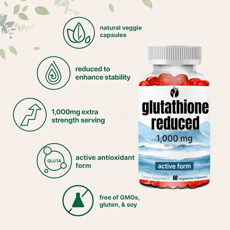 Trace Component Glutathione 1000mg Antioxidant Liver and Immune Health Supplement -60 Vegetarian Capsules